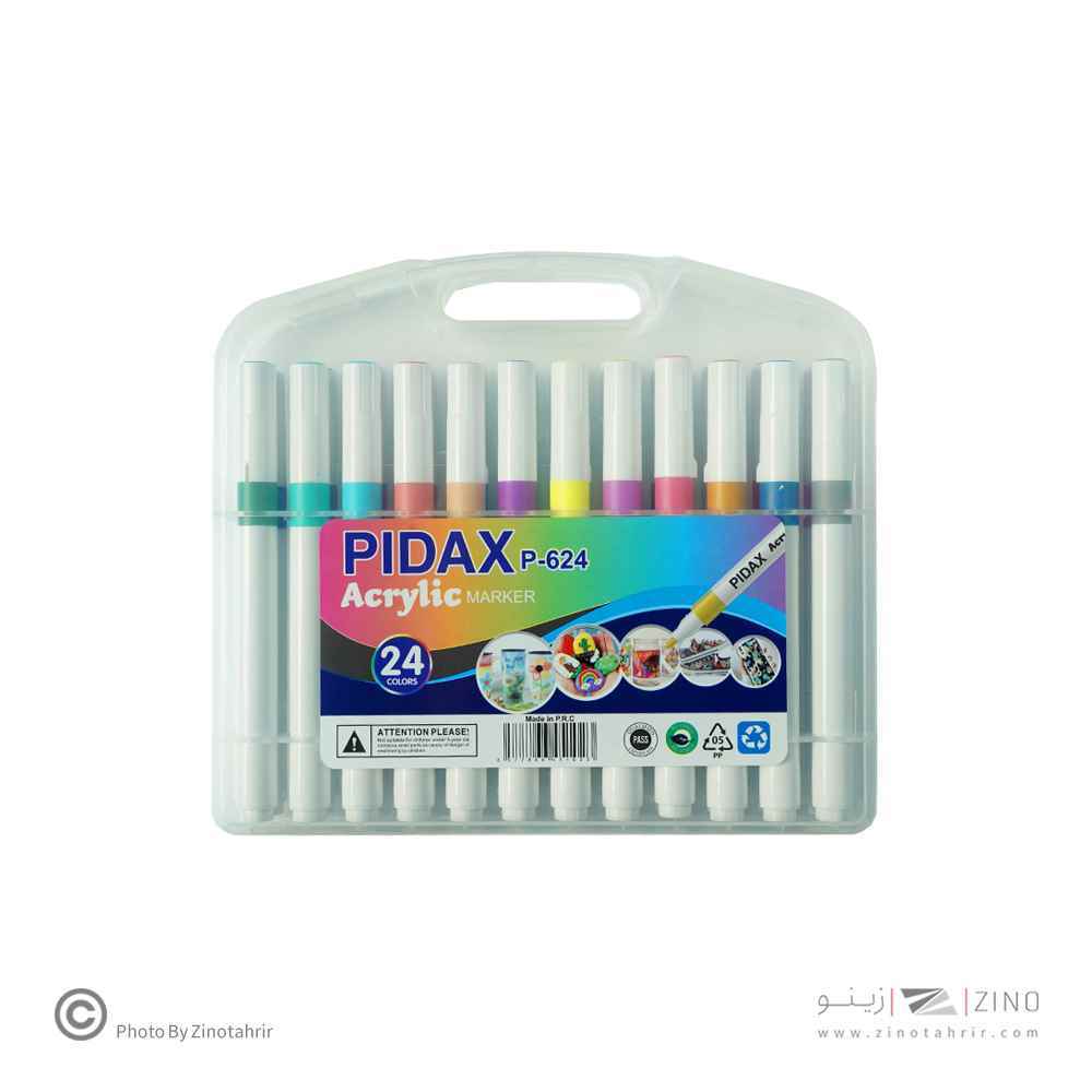 ماژیک 24 رنگ اکریلیک جعبه طلقی پیداکس کد p624