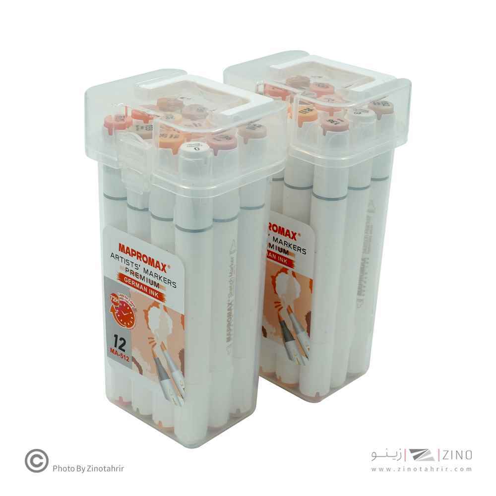 ماژیک12 رنگ رنگ پوست راندو نیوتاچ-ماپرومکس-پیداکس جعبه طلقی کد512-312
