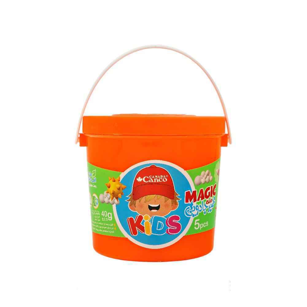 خمیربازی5رنگ جادویی40گرم سطلی دسته دار آنتی باکتریال کنکو