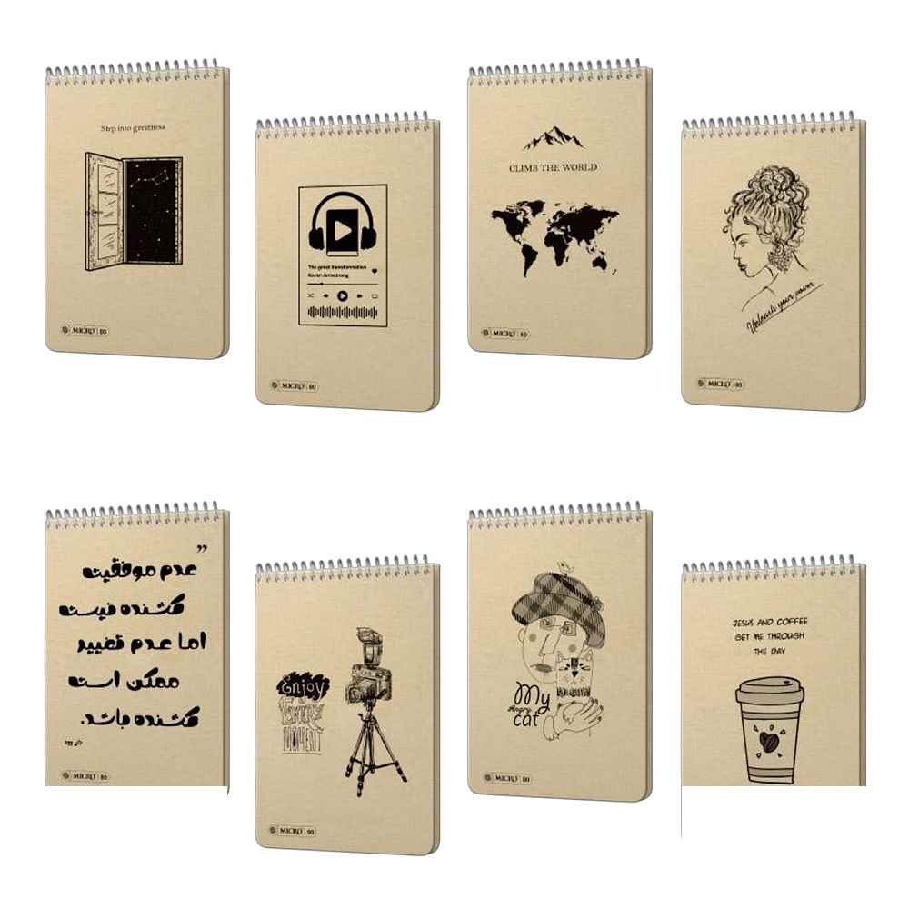 دفتریادداشت 80برگ سیم از بالا جلد سخت کرافت 2114 میکرو کدf9