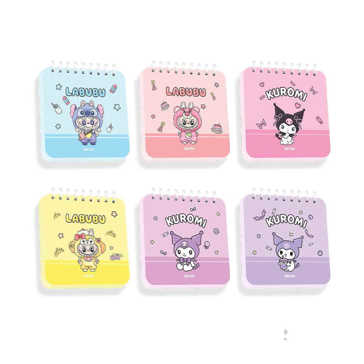 دفتریادداشتمینی نوت100برگ1010فنردوبل از بالا جلد مقوایی آبرنگ سری لبوبو و کرومی کد070