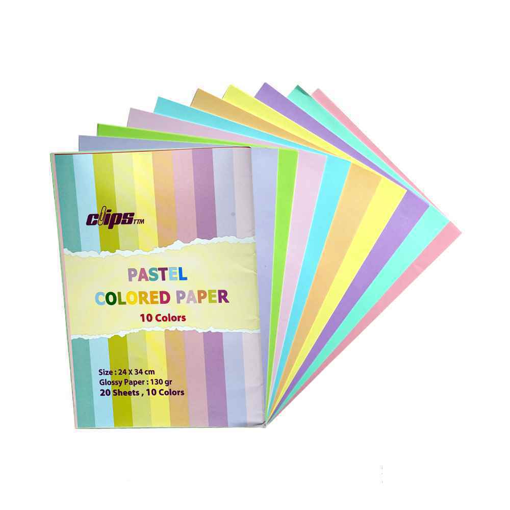 کاغذ10رنگ 3424بسته20برگی پاستلی کلیپس