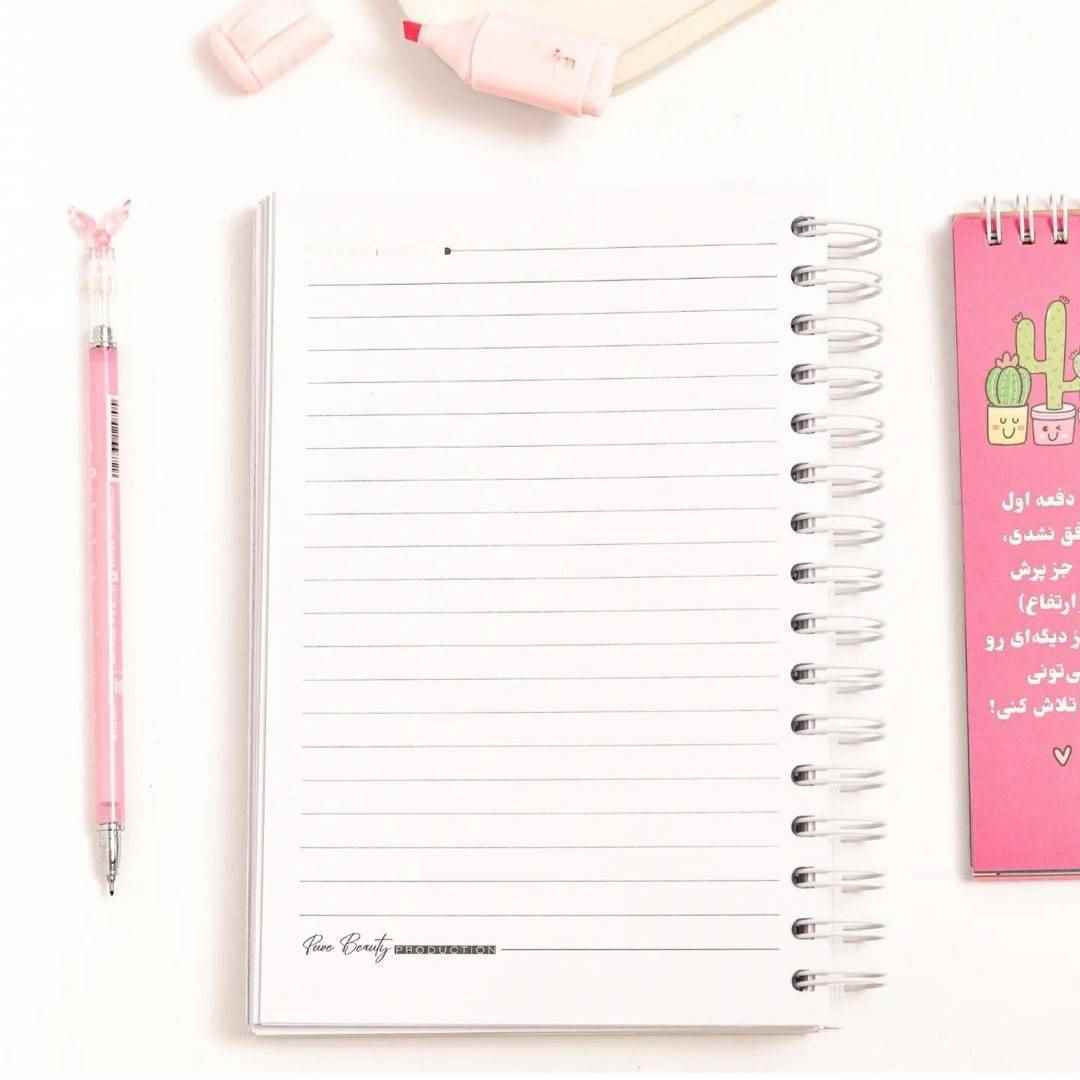 دفتر100برگ a5 خطدار سیمی جلدسخت کاغذ سفید برگ سری پیور بیوتی کد71514