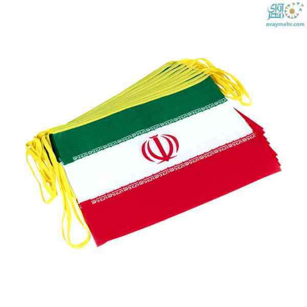 پرچم ایران مثلثی کوچک پارچه ای 14 عددی ریسه ای متفرقه بسته 10 ریسه ای
