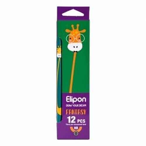 مداد مشکی فانتزی گرد طرح زرافه giraffe کد 1212 الیپون 12 عددی